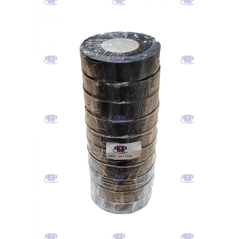 Lot de 10 rubans adhésifs Noirs PVC 19 mm x 20 m Lot de 10 rubans adhésifs Noirs PVC 19 mm x 20 m