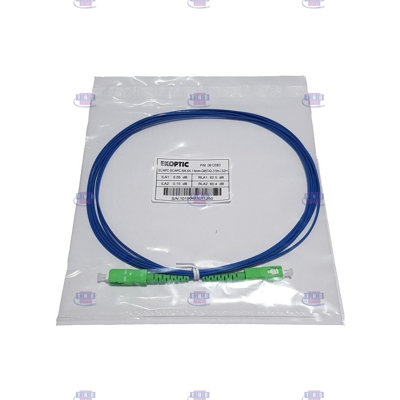 Jarretière simplex monomode G657A2 1,6 mm bleue SC/APC-SC/APC Jarretière simplex monomode G657A2 1,6 mm bleue SC/APC-SC/APC