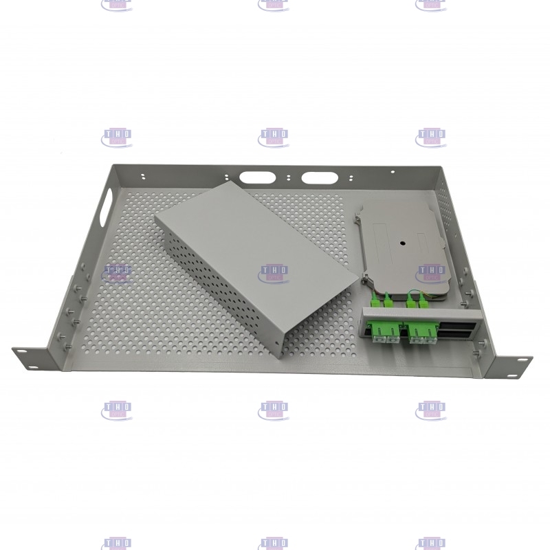 Tiroir optique 19“ avec plateau modem équipés 4 FO SC/APC monomodes