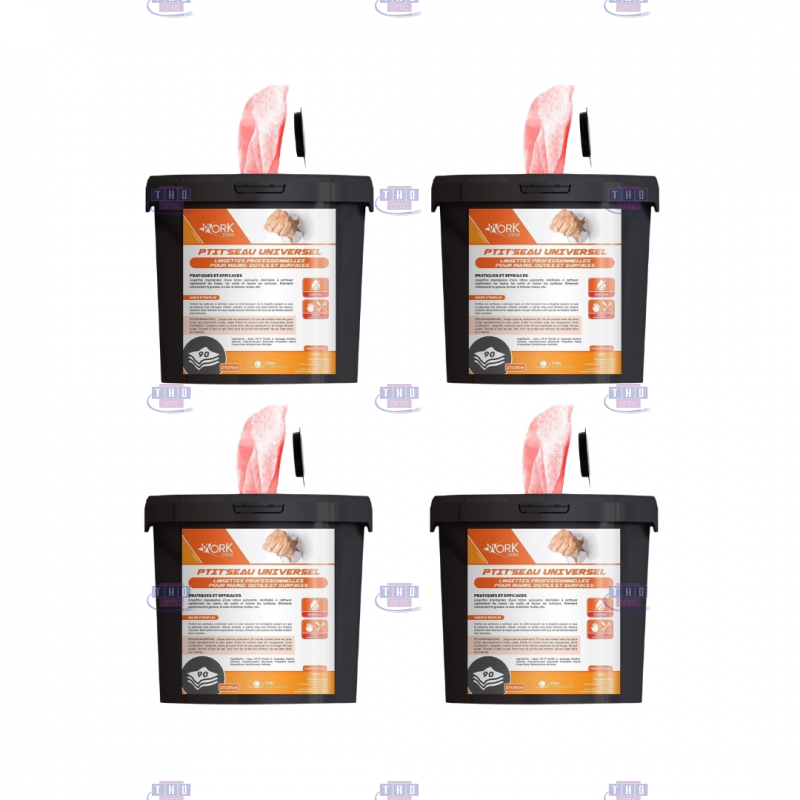 Lot de 6 seaux de 90 lingettes nettoyantes universelles imbibées